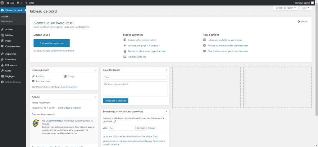 Interface WordPress